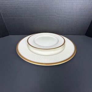 Fitz and Floyd Classique dOr Dinner Plate & Saucer Set Gold Rim Buff‎